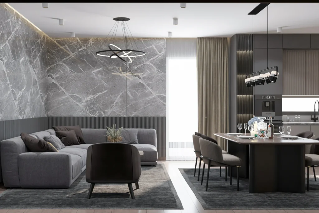 Marble Accent Living & Dining Space