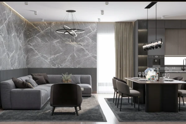 Marble Accent Living & Dining Space