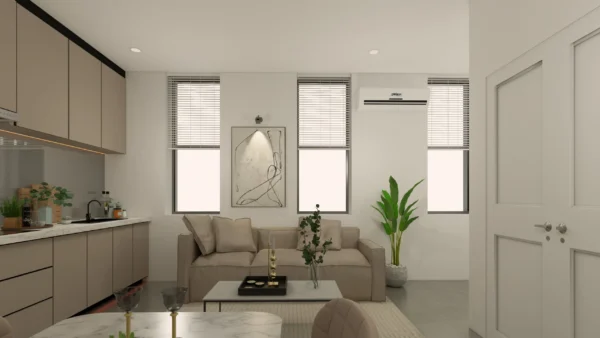 Triple Window Bright Living Room