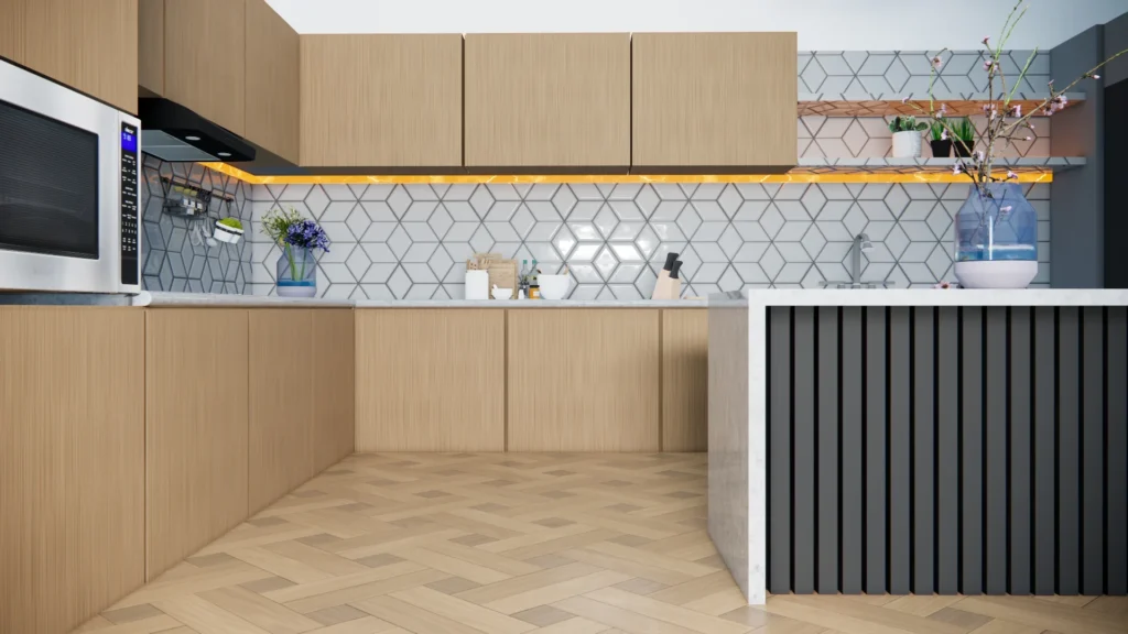 Geometric Backsplash Modern Kitchen