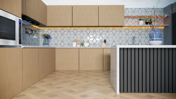 Geometric Backsplash Modern Kitchen