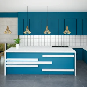 Bold Blue Contemporary Kitchen
