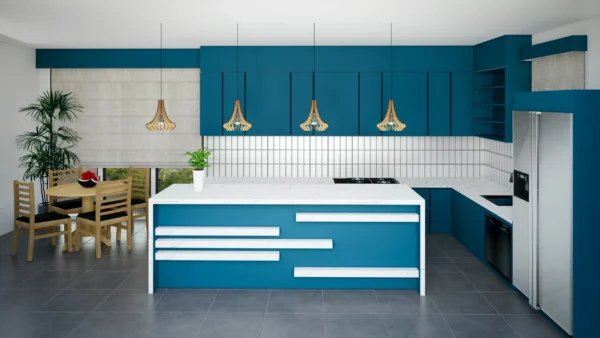 Bold Blue Contemporary Kitchen