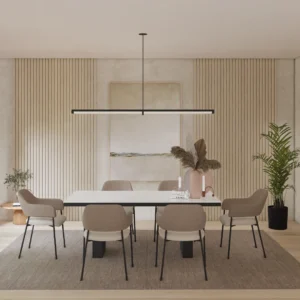 Vertical Slat Minimalist Dining Space